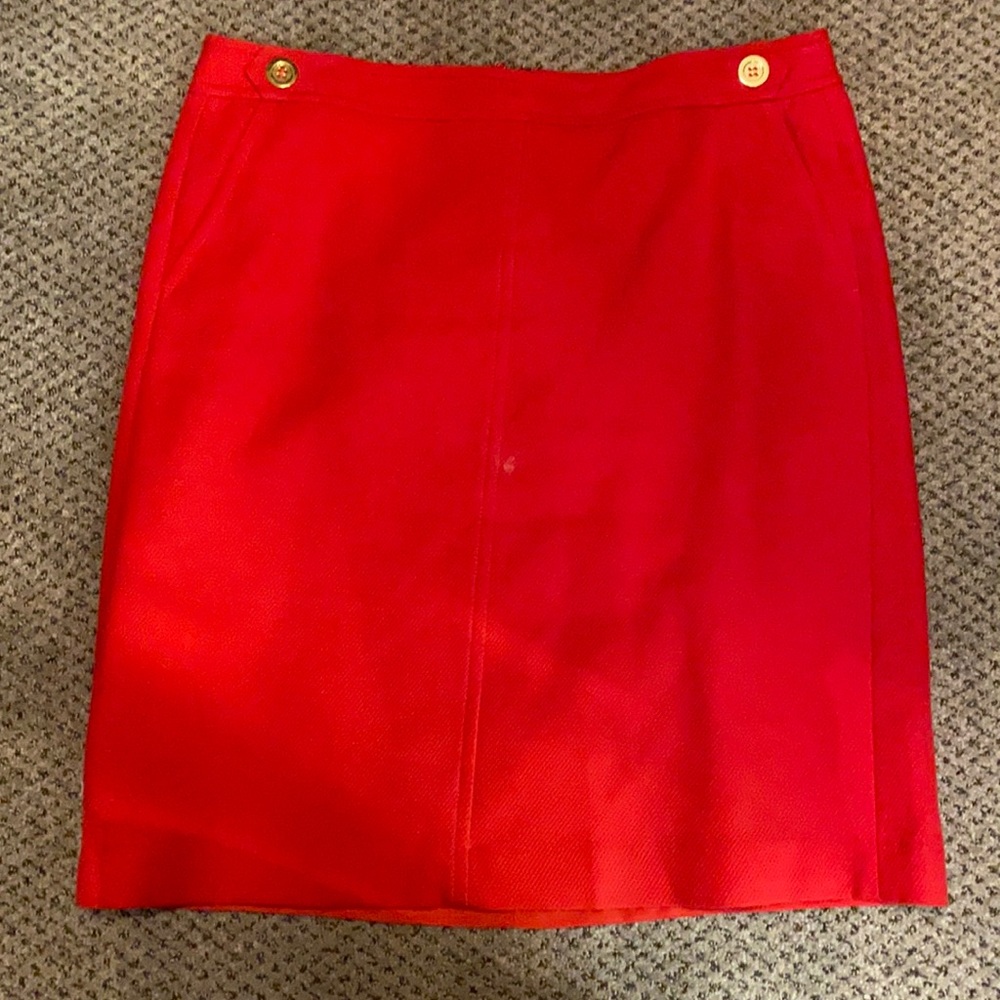 talbots red knee length pencil skirt